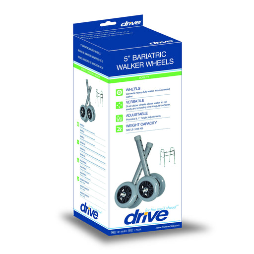 5" Bariatric Walker Wheels with Two Sets of Rear Glides
