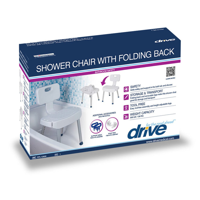 Shower Chair with Folding Back