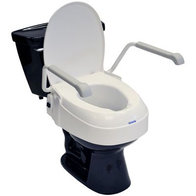 Toilet Seat Riser with Multi Height Adjustments and Arms for Stability - For Round Toilets