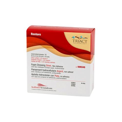 Restore Non-Adhesive Foam Dressing, Silver with TRIACT Technology - 4" x 4"