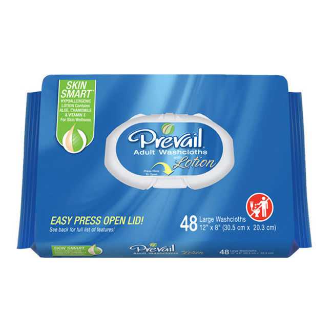 Prevail® Soft Pack Washcloth with Press-N-Pull Lid (8"x 12")