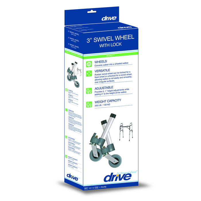 Swivel Wheel with Lock & Two Sets of Rear Glides
